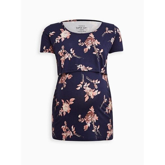 TORRID PREGNANCY MATERNITY NURSING TOP -SUPER SOFT NAVY PLUS SIZE 0X - Picture 4 of 5